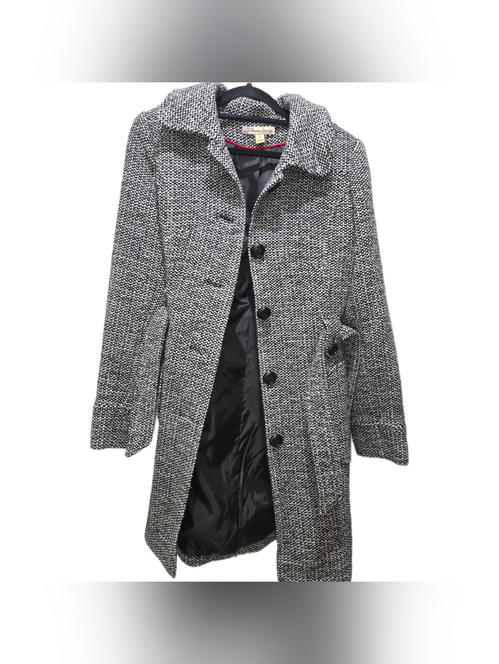 American Rag Cie Tweed Coat Black & White Houndstooth, Size Small